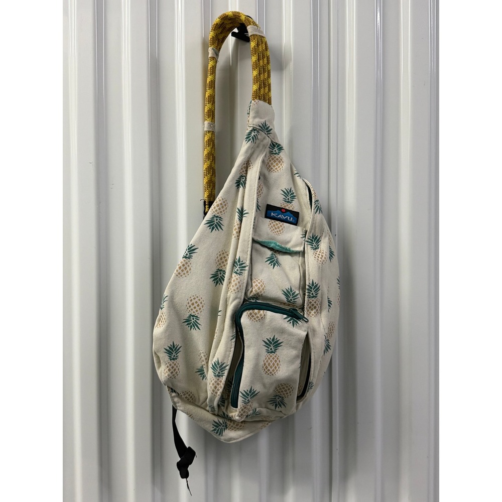 KAVU Rope Bag Sling Backpack Women OS Cream Pineapple Good Canvas Crossbody